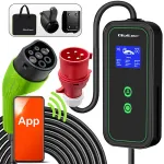 Qoltec Mobile EV charger with adjustable 2in1 Type2 | 7kW | 230V | CEE 32A | Wi-fi | LCD | Portable | Wallbox | 5m