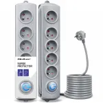 Qoltec Surge protector | 5 sockets | 1.8m | Grey