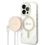 Guess Set GUBPP14LHMEACSH Case+Charger for iPhone 14 Pro 6,1" / white