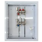 Grindinio &scaron;ildymo kolektorius 2 kontūrų su terminėmis pavaromis NC AC230V ir debitomačiais
