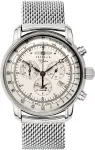 Zeppelin 100 Jahre Quartz Chronograph Men&rsquo;s Watch 42mm Silver Dial Stainless Steel Mesh Bracelet