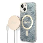 Guess Set GUBPP14MH4EACSB Case+ Charger for iPhone 14 Plus / 15 Plus 6.7" / blue