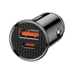 Baseus CCALL-YS01 30W 12-24V USB+USB-C - automobilinis įkroviklis, juodas