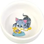 Trixie Dubenėlis su nupie&scaron;tu katinu, keramika, 0.3 l/ 11 cm, baltas