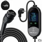 Qoltec Mobile EV Electric Car Charger with 2in1 Type 2 Adjustment | 3.5kW | 230V | SCHUKO 16A | LED | 5m