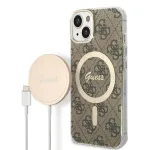 Guess Set GUBPP14SH4EACSW Case+ Charger for iPhone 14 / 15 / 13 6,1" / brown