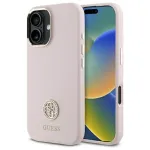 Guess GUHCP16SM4DGPP Silicone Logo Strass 4G Hardcase for iPhone 16 6.1" / pink