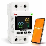 Qoltec Single-phase electronic wattmeter | energy consumption meter | DIN35 | Remote control | Measurement history | Wi-Fi | TUYA | Smart life