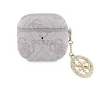 Guess 4G Script PC/PU Charm dėklas skirtas AirPods 4 rožinės spalvos
