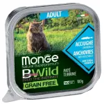 Monge BWild adult pa&scaron;tetas katėms su ančiuviais ir daržovėmis 100g