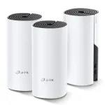 TP-LINK | Whole Home Mesh Wi-Fi System | Deco E4 (3-pack) | 802.11ac | 867+300 Mbit/s | 10/100 Mbit/s | Ethernet LAN (RJ-45) ports 2 | Mesh Support Yes | MU-MiMO No | No mobile broadband | Antenna type 2xInternal