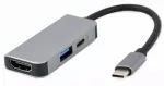 Gembird A-CM-COMBO3-02 USB Type-C 3-in-1 Multi-Port Adapter / silver