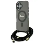 Guess GUHMP16SHCTSGNSK Hardcase Crossbody Cord Script MagSafe for iPhone 16 6.1" / black