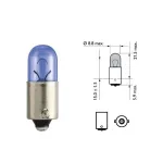 Lempučių komplektas PHILIPS 4W 12V BA9s T4W WhiteVision BLISTERIS
