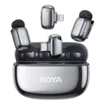Boya Microphone Wireless Mini 2-01 2.4GHz, AI Powered Noise Cancellation with 2 transmitters and 2 receivers (Type-C and Lightning) Space Gray