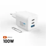 Fixed GaN Network Charger Mini with 2xUSB-C and USB output, PD support, 100 W, white | FIXCG100M-2C1A-WH