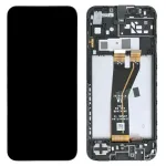 Ekranas Samsung A145 A14 4G su lietimui jautriu stikliuku ir rėmeliu Black ORG