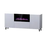 PAFOS chest of drawers with electric fireplace 180x42x82 cm white matt