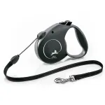 FLEXI pavadėlis &scaron;unims Standard M Cord virvinis 5m, juodas