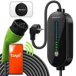 Qoltec Mobile EV Electric Car Charger with 2in1 Type 2 Adjustment | 3.5kW | 230V | SCHUKO 16A | Wi-fi | TUYA | LCD | LED | 5m