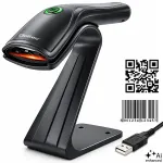 Qoltec Barcode Scanner 1D 2D + Scanner Stand | QR | EAN | USB