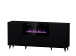 PAFOS chest of drawers with electric fireplace 180x42x82 cm matte black