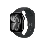 Apple Watch Series 11 GPS + Cellular 46mm Jet Black Aluminium Case with Black Sport Band - S/M | Apple