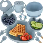 RoGer Silicone Baby Dining Set &ldquo;Crab&rdquo; 9pcs Blue