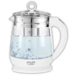 Adler | Kettle | AD 1299 | Electric | 2200 W | 1.5 L | Glass | 360&deg; rotational base | White