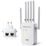 Qoltec WiFi 5 Signal Booster | Repeater | Access Point | AC1200 | 6 antennas | 2x RJ45 | 128MB