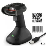 Qoltec Precise Wireless Barcode Scanner 1D 2D + Scanner Stand | QR | EAN | USB