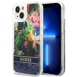 Guess GUHCP14MLFLSB Flower Liquid Glitter Hardcase for iPhone 14 Plus/15 Plus 6.7" / blue