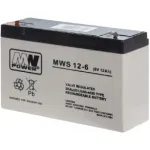 &Scaron;vino ir rūg&scaron;ties akumuliatorius, MW galia MWS 12-6 (6 V, 12 Ah) (4,8 mm) VRLA (vožtuvu re