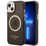 Guess GUHMP14MHTCMK Hardcase Gold Outline Translucent Mag for iPhone 14 Plus / 15 Plus 6.7" / black