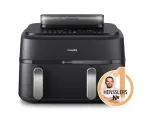 Philips | Dual Basket Airfryer | NA551/00 5000 Series | Power 2750 W | Capacity 9 L | RapidAir Plus and Air Steam | Black