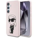 Case Karl Lagerfeld Silicone Graffiti Ikonik Printed Logo MagSafe for Samsung Galaxy S25 / pink