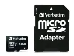 Verbatim 47042 Pro U3 Micro SDXC Atminties kortelė 64GB + microSD į SD Adapteris