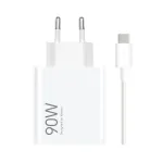 Xiaomi MDY-15-EK USB-A 90W Kelioninis įkroviklis + Data kabelis USB-C 6A baltos spalvos