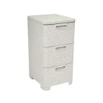 CURVER Rattan 206314 Storage Unit with 3 &times; 14 L Drawers, Cream