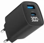 Gembird 2-port 30W USB fast charger, LCD | TA-UC-PDQC30LCD-BK-01