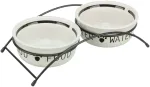 Trixie Dubenėlių kompl., keramika-metal., 2x0.25 l, &oslash; 13 cm-27x7x14 cm, baltas-juodas