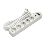 Buitinis ilgiklis 5m, 5 lizdai, 2xUSB, su jungikliu