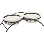 Trixie Dubenėlių kompl., keramika-metal., 2x1.6 l, &oslash; 20 cm-41x10x20 cm, baltas-juodas