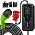 Qoltec Mobile EV charger with adjustable 2in1 Type2 | 11kW | 400V | CEE 32A | LCD | 3 phase | Portable | Wallbox | 5m