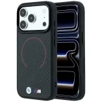 BMW M Kevlar Case Red Print Ring Metal Logo MagSafe for iPhone 18 Pro Max / 17 Pro Max / black