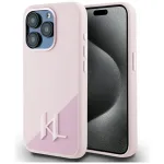 Case Karl Lagerfeld Silicone Shadow Metal Initial MagSafe for iPhone 15 Pro / pink