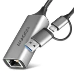 AXAGON ADE-TXCA Compact aluminum USB 3.2 Gen 1 Gigabit Ethernet 10/100/1000Mbit adapter with automatic installation, Nintendo Switch support and USB C-A reduction