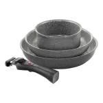 Ballarini Set of 3 Torre pans &Oslash;24cm, &Oslash;28cm and sauce pan &Oslash;16cm + 3 removable handles