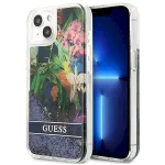 Guess GUHCP13SLFLSB Flower Liquid Glitter Hardcase for iPhone 13 mini 5,4" / blue