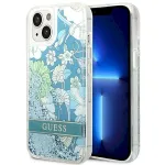 Guess GUHCP14SLFLSN Hardcase Flower Liquid Glitter for iPhone 14 / 15 / 13 6.1" / green